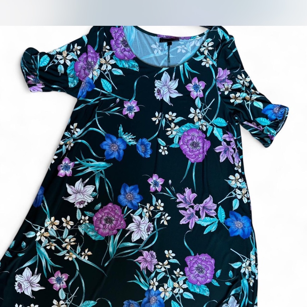 Lane Bryant Floral Dress with Pink and Gray Accents